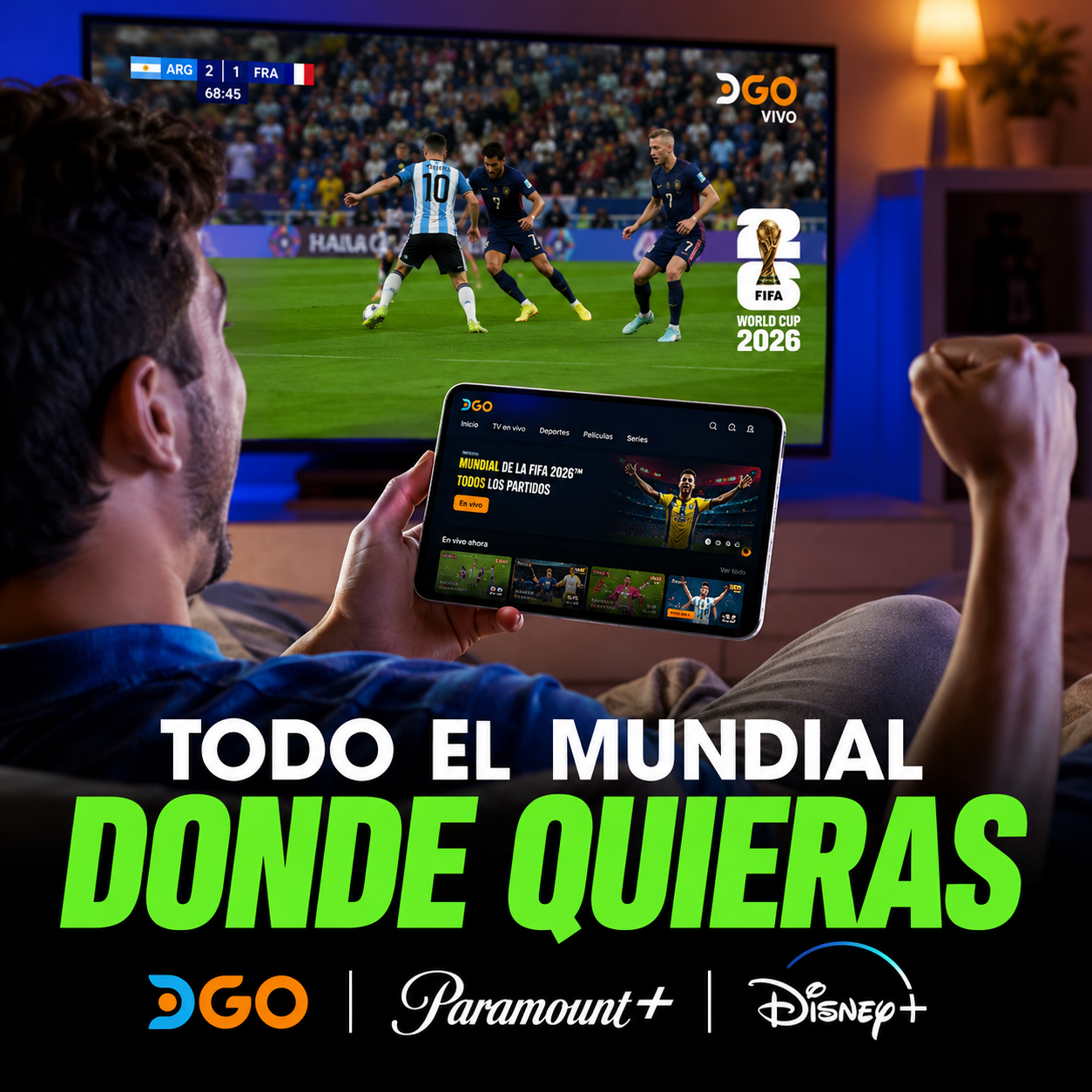 Persona viendo un partido del Mundial de Fútbol 2026 en su celular o smart TV a través de una plataforma de streaming como DGO, Paramount+ o Disney+ mejora el titulo 20:17 Opciones con más gancho: Opción 1 — Problema/solución: El truco para ver los 104 partidos del Mundial 2026 gastando lo menos posible Opción 2 — Curiosidad + dato concreto: Desde gratis hasta $5.690: todas las formas de ver el Mundial 2026 por streaming en Chile Opción 3 — Urgencia + beneficio: No te quedes sin verlo: la opción más barata para seguir el Mundial 2026 completo Opción 4 — Directo al ahorro: Cómo ver todos los partidos del Mundial 2026 sin gastar de más Mi recomendación es la 1 o la 2. La primera genera curiosidad y promete una solución concreta. La segunda entrega el dato de precio directo en el título, que es exactamente lo que busca alguien que googlea esto. Persona viendo un partido del Mundial de Fútbol 2026 en su celular o smart TV a través de una plataforma de streaming como DGO, Paramount+ o Disney+ mejora el titulo 20:17 Opciones con más gancho: Opción 1 — Problema/solución: El truco para ver los 104 partidos del Mundial 2026 gastando lo menos posible Opción 2 — Curiosidad + dato concreto: Desde gratis hasta $5.690: todas las formas de ver el Mundial 2026 por streaming en Chile Opción 3 — Urgencia + beneficio: No te quedes sin verlo: la opción más barata para seguir el Mundial 2026 completo Opción 4 — Directo al ahorro: Cómo ver todos los partidos del Mundial 2026 sin gastar de más Mi recomendación es la 1 o la 2. La primera genera curiosidad y promete una solución concreta. La segunda entrega el dato de precio directo en el título, que es exactamente lo que busca alguien que googlea esto. ¿Cuál te convence?