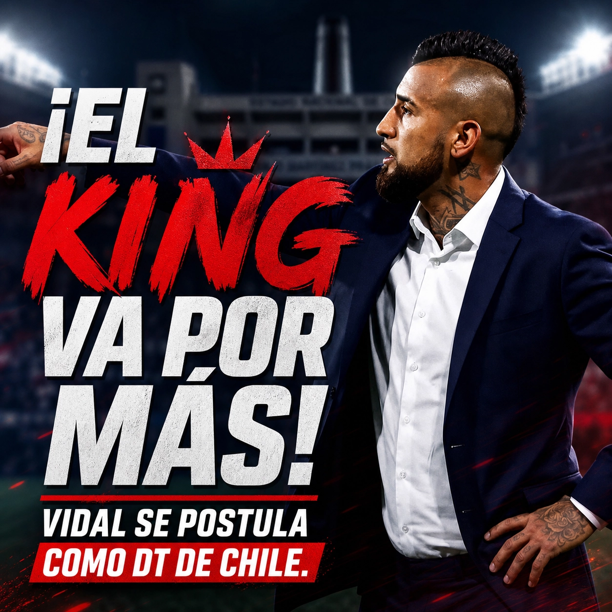 Arturo Vidal, histórico de la selección chilena y jugador de Colo Colo, durante el homenaje de la ANFP por los 10 años de la Copa América Centenario 2016 en Juan Pinto Durán