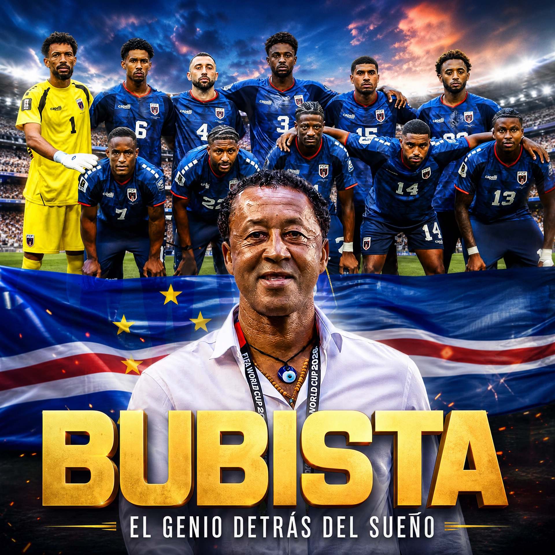 Bubista, seleccionador de Cabo Verde, dando instrucciones a sus jugadores durante el Mundial de Fútbol 2026, en el torneo debut de los Tiburones del Atlántico en una Copa del Mundo